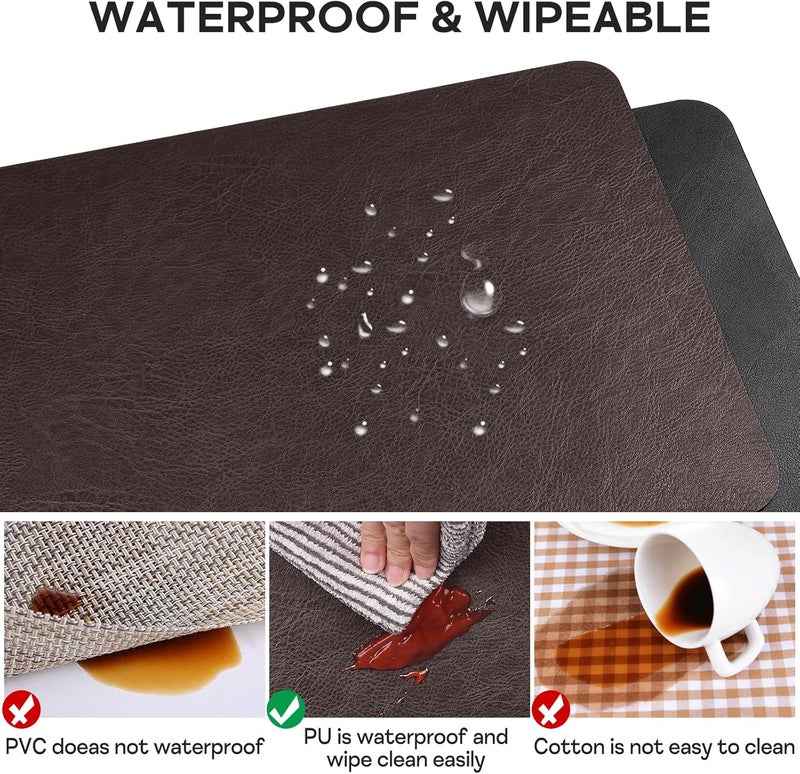 APLKER Faux Leather Placemats Set of 6 Heat Resistant Dining Table Place Mats Waterproof Washable Kitchen Table Mats, 16 x12 inch (Coffee/Black, Set of 6) - Image 4