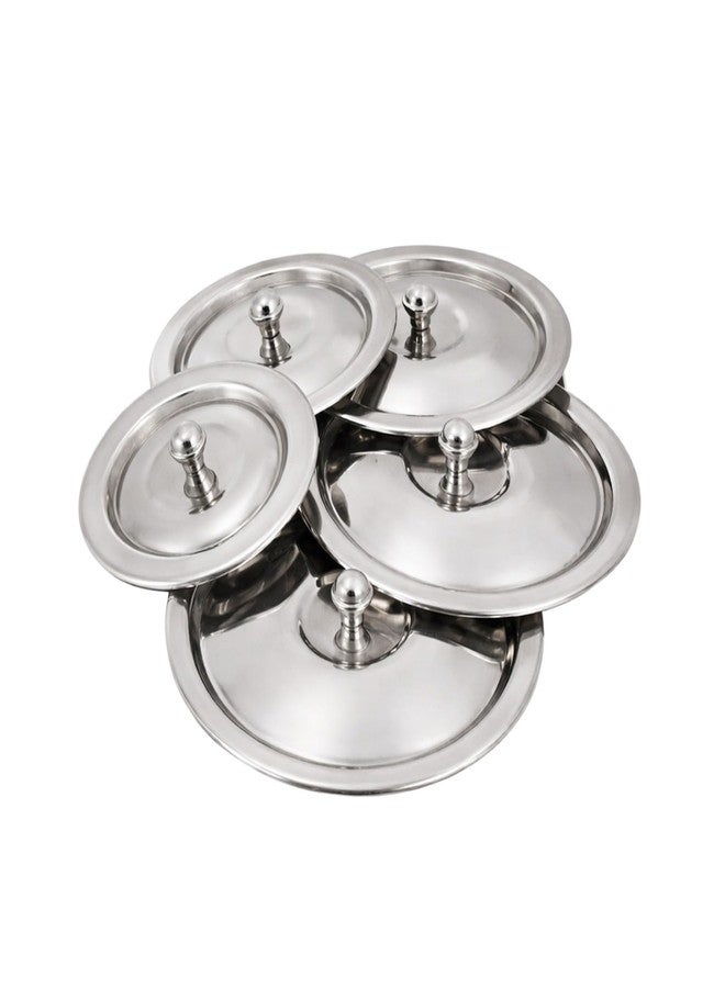 KC Stainless Steel Heavy Gauge Ciba/Lids/Tope/Cheeba Cover Set of 5 with Knob, 14.5cm, 15.5cm, 16.5cm, 18cm, 19cm - Image 5