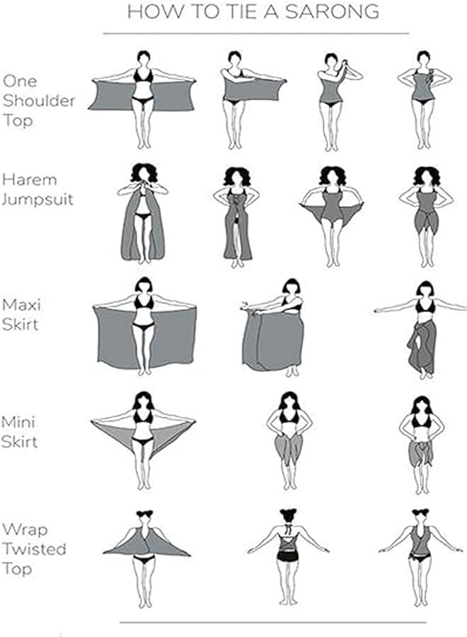 Women Sarong Swimsuit Coverups Chiffon Long Bikini Wraps Sheer Beach Bathing Suit Cover Up - Image 5