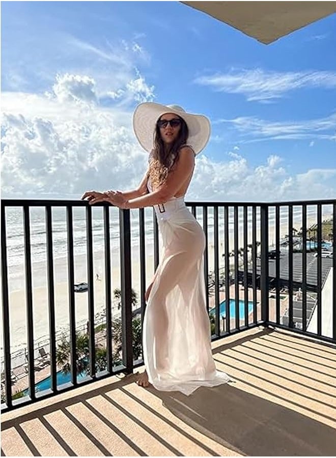 Women Sarong Swimsuit Coverups Chiffon Long Bikini Wraps Sheer Beach Bathing Suit Cover Up - Image 2