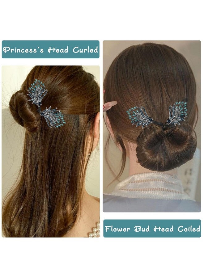 VATTU Juda Hair Bun Accessories for Women, Quick Bun Maker for Hair, Medium Thick Hair Bun Clips for Women, White Floral Rhinestone Hair Style Accessories Twist Bun Clips for Daily Use - Image 4