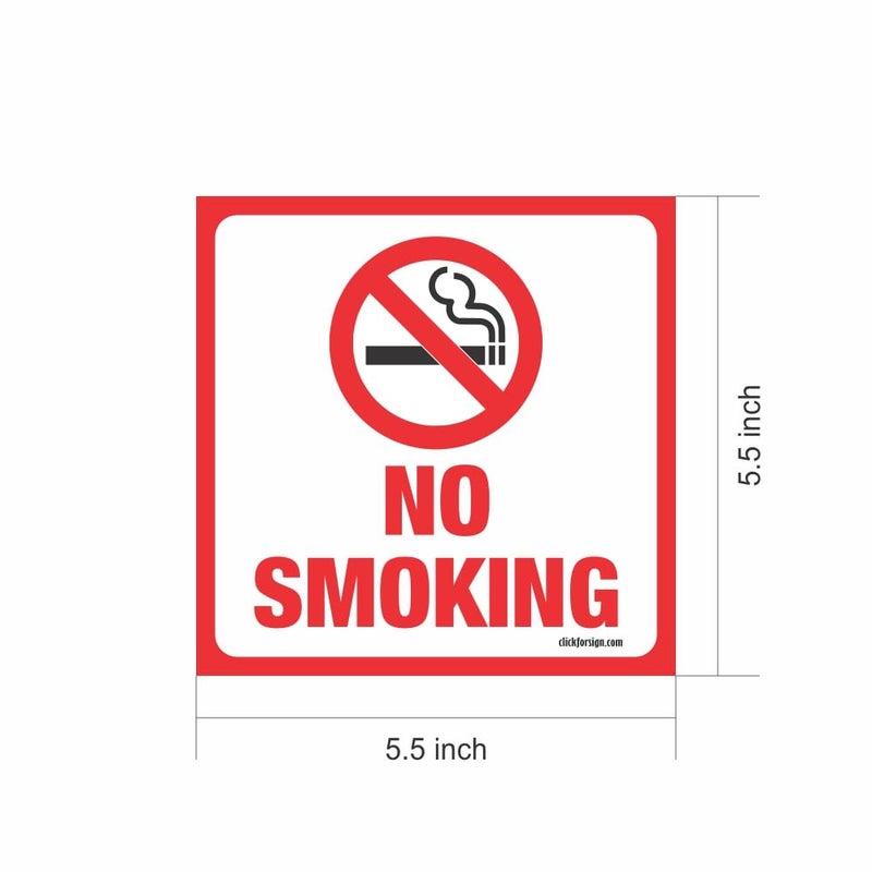 Clickforsign Weather Resistant Long Lasting UV Protected No Smoking Sign Stickers (5.5 x 5.5 inch)- Pack of 4 - Image 3