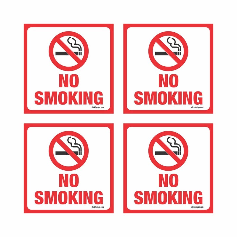 Clickforsign Weather Resistant Long Lasting UV Protected No Smoking Sign Stickers (5.5 x 5.5 inch)- Pack of 4 - Image 1