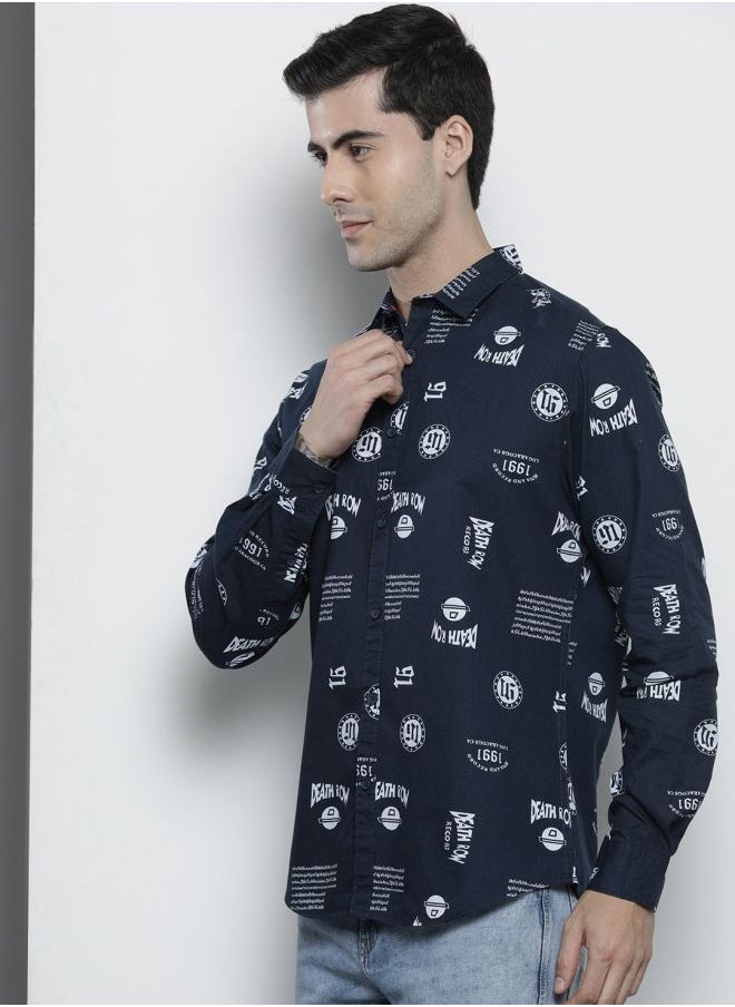 The Indian Garage Co Men Regular Fit Abstract Printed Full Sleeves Spread Collar Casual Shirt  - Image 3