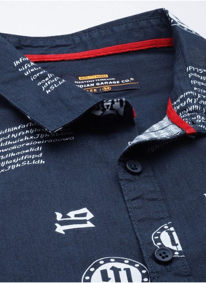 The Indian Garage Co Men Regular Fit Abstract Printed Full Sleeves Spread Collar Casual Shirt  - Image 4