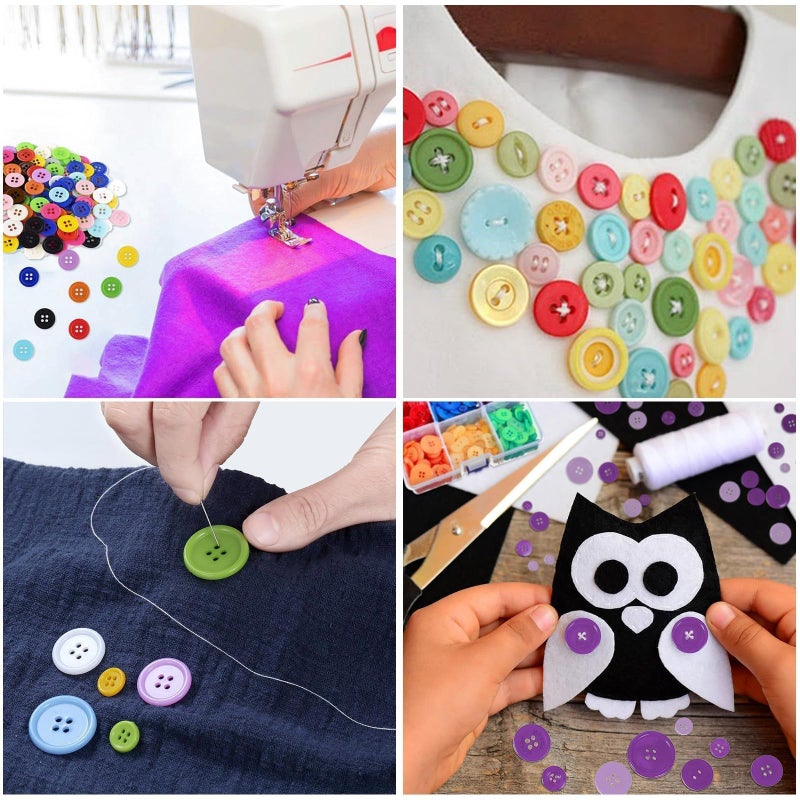 Xilitata 1000pcs Buttons for Crafts Colorful Buttons for Clothes, Assorted Sizes Resin Round Decorative Button Bulk for Sewing Crafts DIY Art Painting Kits ï»¿ - Image 3