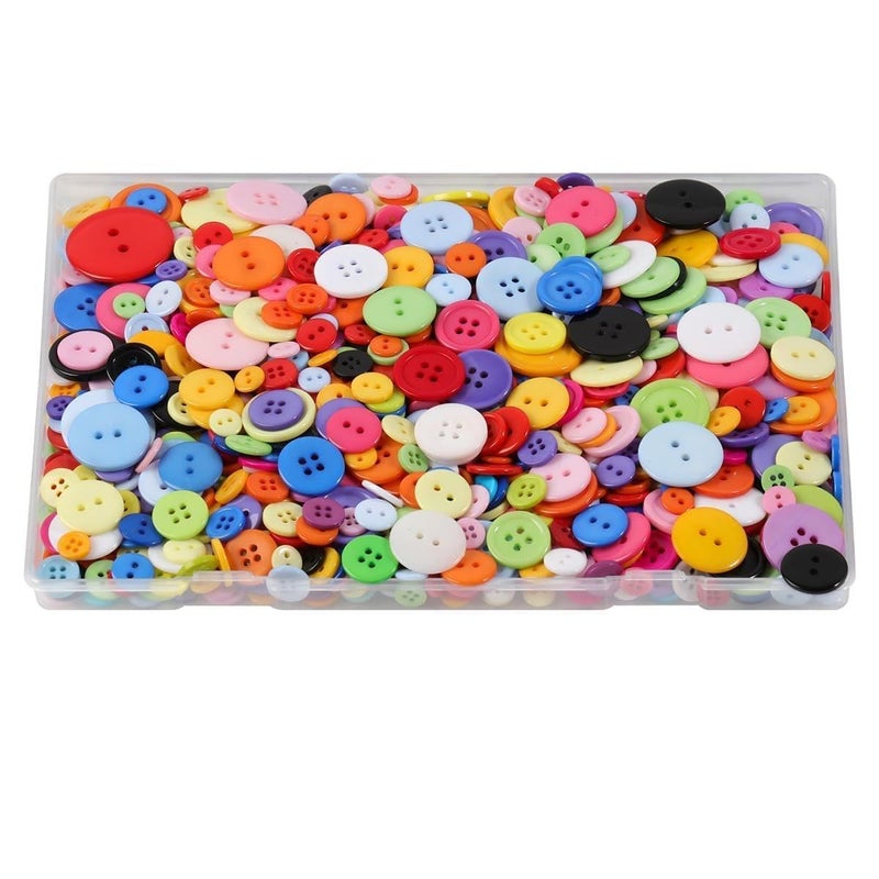 Xilitata 1000pcs Buttons for Crafts Colorful Buttons for Clothes, Assorted Sizes Resin Round Decorative Button Bulk for Sewing Crafts DIY Art Painting Kits ï»¿ - Image 1