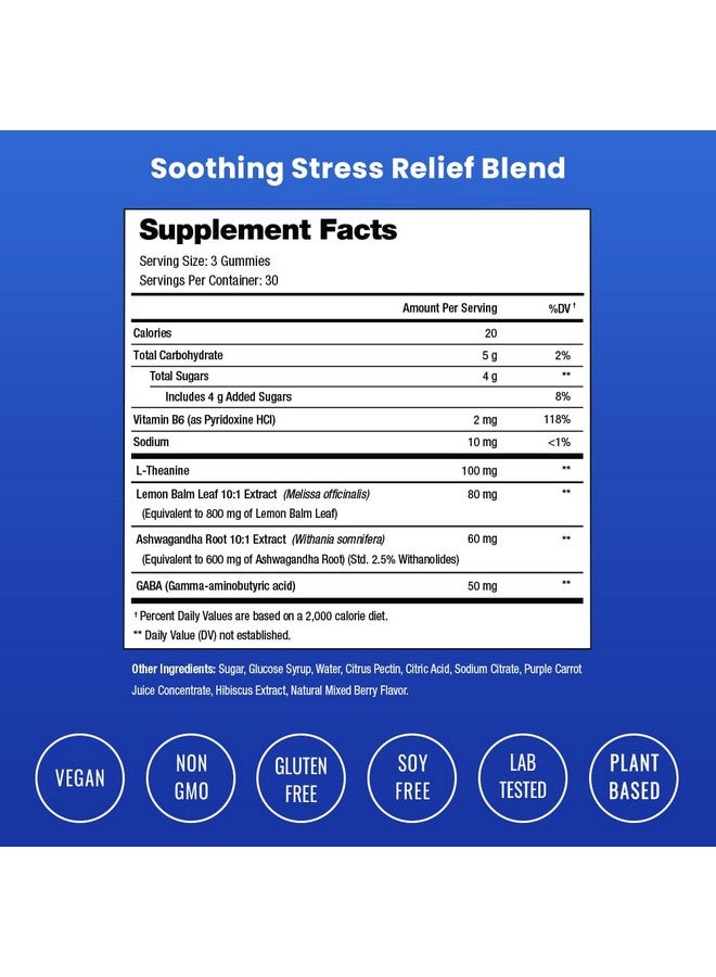 NutraChamps NutraChamps Calm Gummies, Stress Gummies Supplement with Ashwagandha, L-Theanine, GABA, Vitamin B6 & Lemon Balm, 90 Gummies (Pack of 2) - Image 5