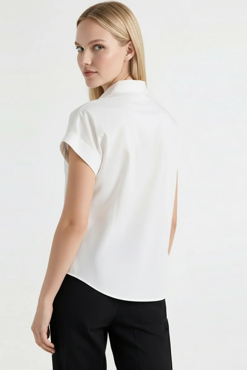 Exquise Off-White Shirt with Floral Embroidery