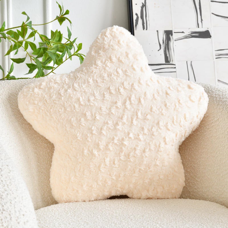ZCNYCLAM Star Pillow 149 Star Shaped Plush Pillow for Couch Bed Sofa Cute Decorative Throw Pillows with Soft Faux Fur Room Decor for Bedroom Living Room Beige