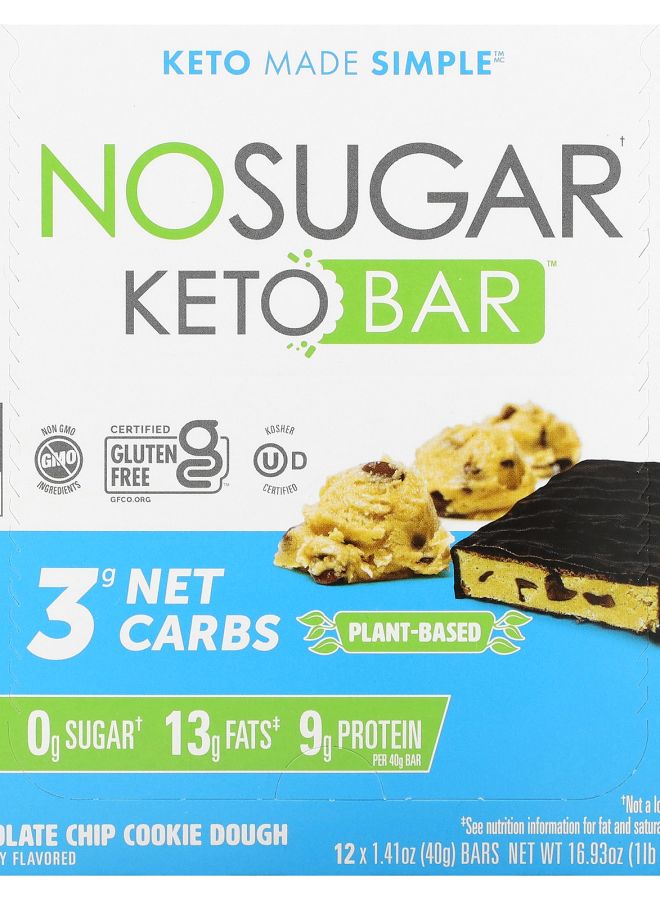 NO SUGAR COMPANY Keto Bar Chocolate Chip Cookie Dough 12 Bars 1.41 oz (40 g) Each 
