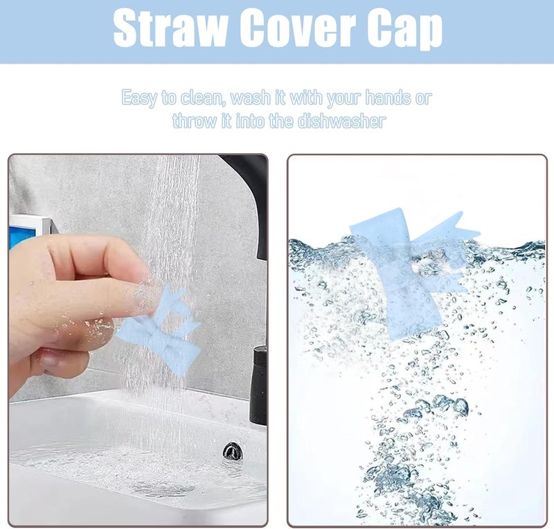 Hpebl 8Pcs Silicone Straw Toppers Covers for Stanley Cups 40/30oz 10mm(0.4in) Blue Dust-Proof Bow Straw Covers Toppers Purple Suitbale for Stanley Cup Accessories Reusable Straws Caps - Image 3