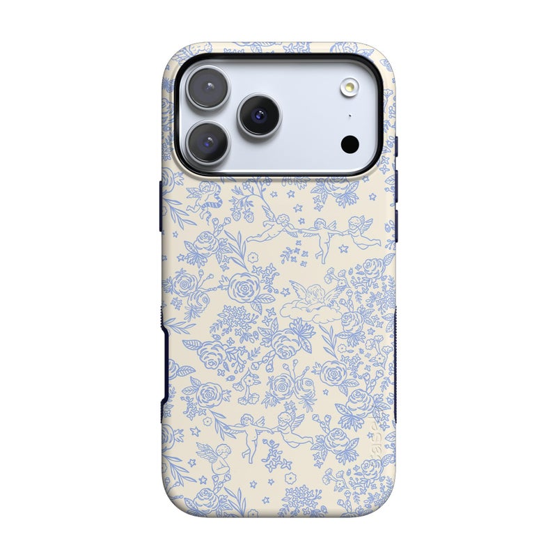 Casely iPhone 17 Pro Case | Cupid's Canvas | Periwinkle Floral | Bold Protective Design | Compatible with MagSafe - Image 1