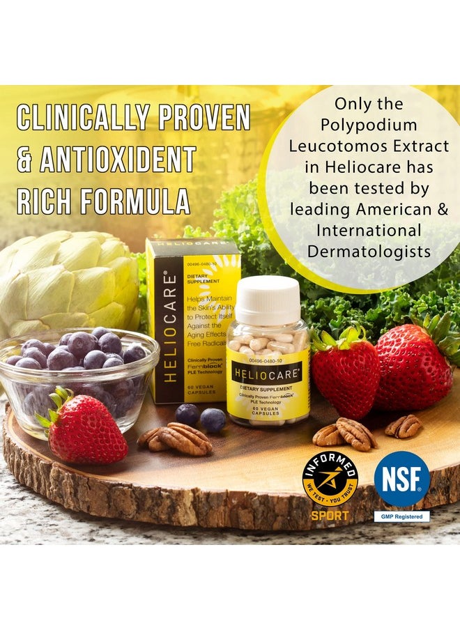 Heliocare - Skin Care Dietary Supplement: 240Mg Polypodium Leucotomos Extract Pills Antioxidant Rich Formula With Fernblock And Ple Technology 60 Veggie Capsules - Image 1