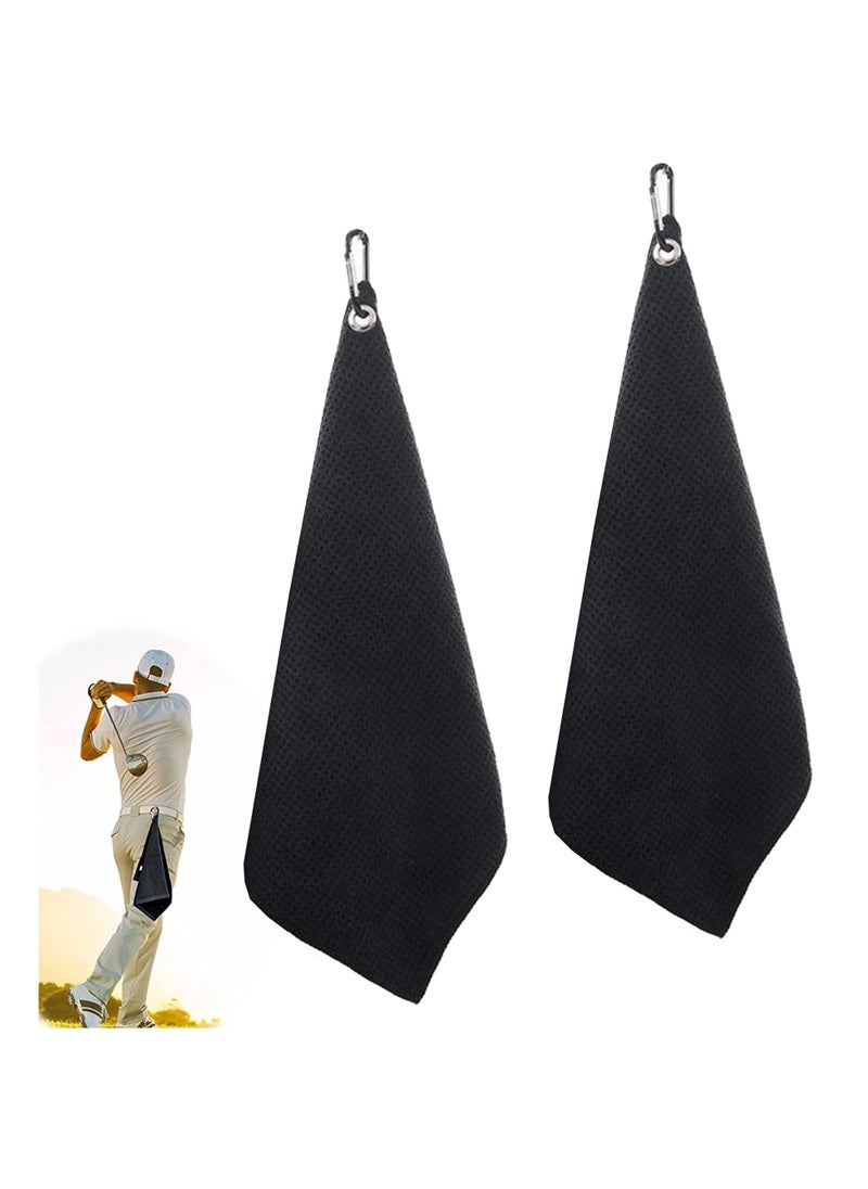 Generic Golf Towels, for Golf Bags With Clip, Small Golf Towel, Microfiber Fabric Absorbent Cleaning Towels Multifunction Towels with Carabiner, for Golf Bags Fitness Sport Outdoor Yoga Camping Gym (2PCS) - Image 1