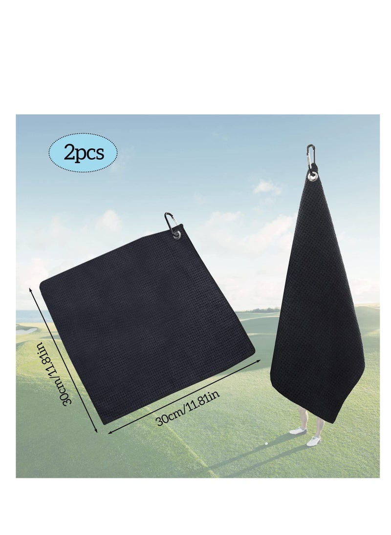 Generic Golf Towels, for Golf Bags With Clip, Small Golf Towel, Microfiber Fabric Absorbent Cleaning Towels Multifunction Towels with Carabiner, for Golf Bags Fitness Sport Outdoor Yoga Camping Gym (2PCS) - Image 3
