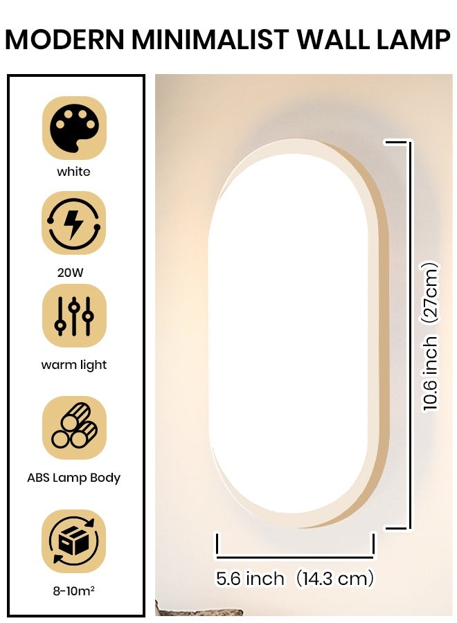YATAI LIGHTING YATAI Modern Minimalist LED Wall Light, 20W, Oval Design, 4000K Warm White for Indoor & Outdoor Spaces,,Ideal for Bedroom,Dining room and hall and Bedside - Image 3