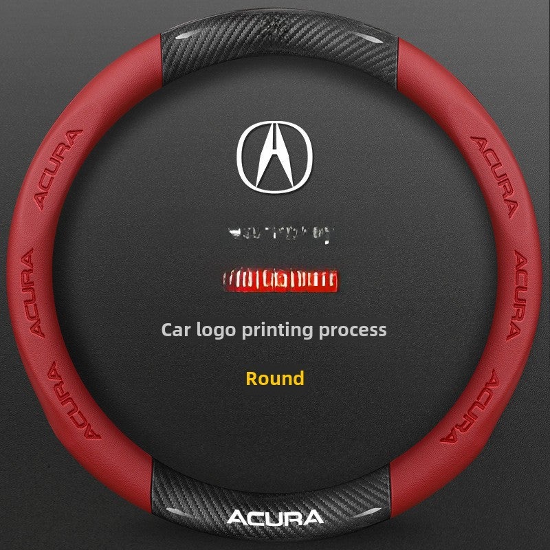 Generic Ultra-Thin Carbon Fiber Steering Wheel Cover for Acura Chinese red carbon fiber pattern nappa leather [round special] Acura standard