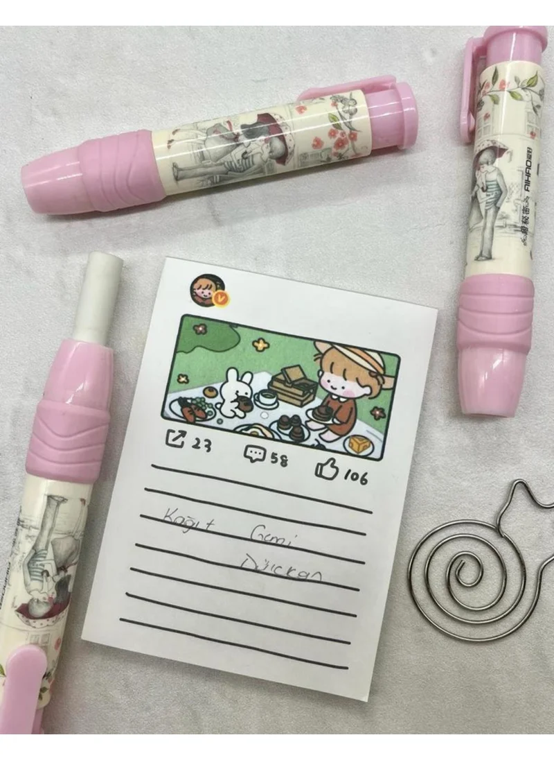 Kağıt Gemi Dükkan Paper Ship Shop Lovely Double Pink Push Eraser