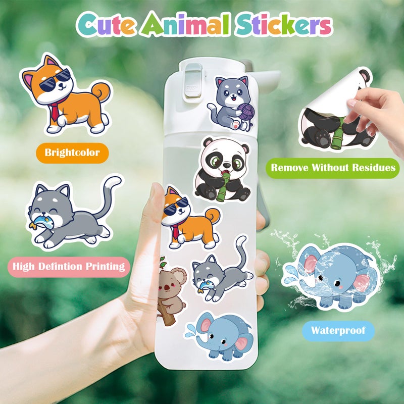 OHOME 100 PCS Water Bottle Stickers for Kids,Cute Animal Aesthetic Sticker Pack - Waterproof Vinyl Kawaii Stickers for Girls Boy Classroom Prizes,Party Favors for Scrapbook, Laptops, Journal,Birthday - Image 3
