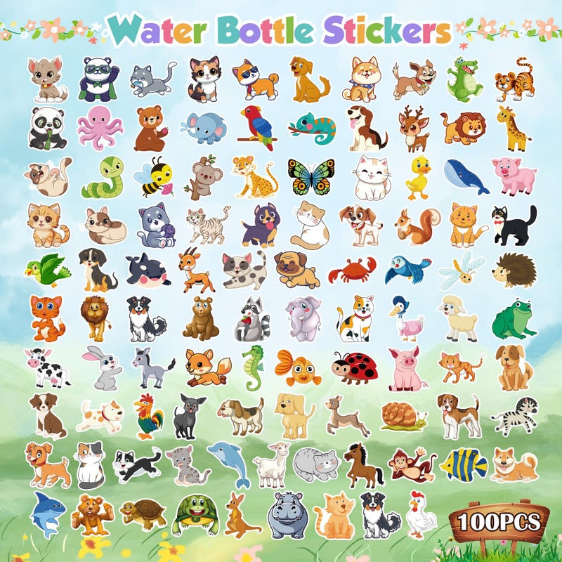 OHOME 100 PCS Water Bottle Stickers for Kids,Cute Animal Aesthetic Sticker Pack - Waterproof Vinyl Kawaii Stickers for Girls Boy Classroom Prizes,Party Favors for Scrapbook, Laptops, Journal,Birthday - Image 2