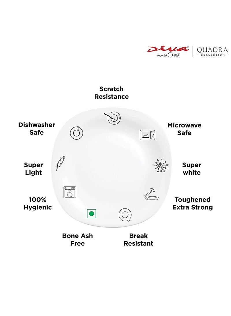 The LaOpala Quadra Dinner Set - 20 Pcs, Blossoms White: A Symphony of Elegance and Simplicity | Microwave Safe & Dishwasher Safe Serving Set | Dinner Set for Family Meals