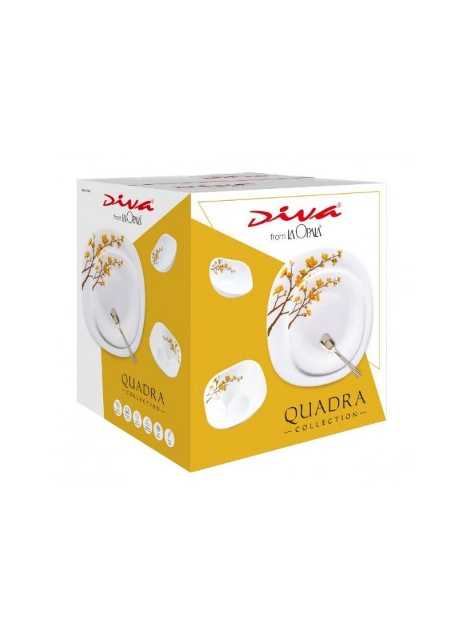 The LaOpala Quadra Dinner Set - 20 Pcs, Blossoms White: A Symphony of Elegance and Simplicity | Microwave Safe & Dishwasher Safe Serving Set | Dinner Set for Family Meals