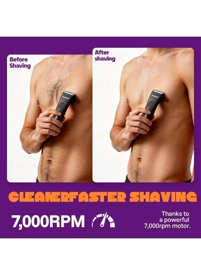 MANSPOT Body Trimmer for Men, Men Grooming for Body,Electric Trimmer,Body Shaver Groomer Safe Shaver Rechargeable Waterproof Wet/Dry,90 Minutes Shaving,Replaceable Ceramic Blade Heads - Image 2