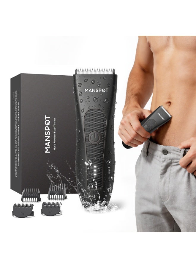 MANSPOT Body Trimmer for Men, Men Grooming for Body,Electric Trimmer,Body Shaver Groomer Safe Shaver Rechargeable Waterproof Wet/Dry,90 Minutes Shaving,Replaceable Ceramic Blade Heads - Image 1