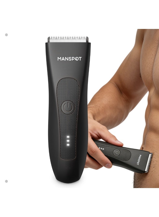 MANSPOT Body Trimmer for Men, Men Grooming for Body,Electric Trimmer,Body Shaver Groomer Safe Shaver Rechargeable Waterproof Wet/Dry,90 Minutes Shaving,Replaceable Ceramic Blade Heads - Image 1