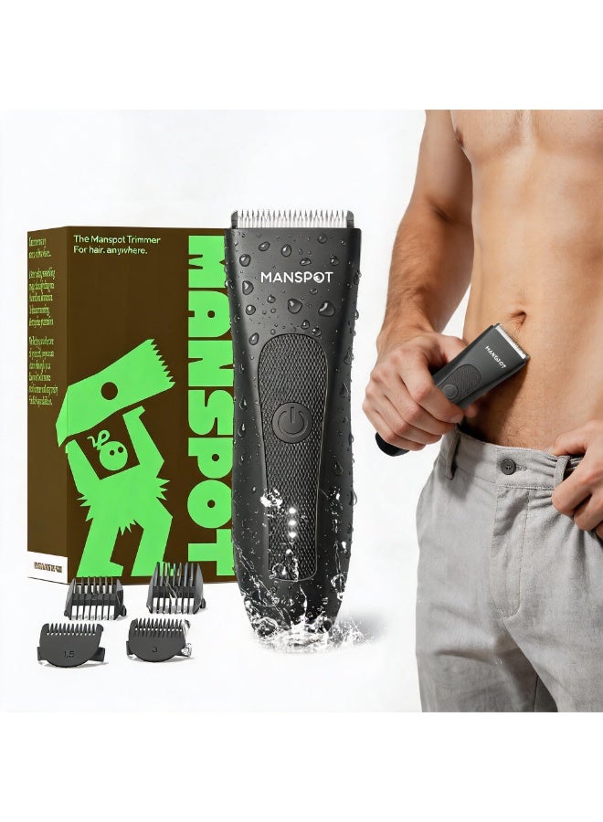 MANSPOT Body Trimmer for Men, Men Grooming for Body,Electric Trimmer,Body Shaver Groomer Safe Shaver Rechargeable Waterproof Wet/Dry,90 Minutes Shaving,Replaceable Ceramic Blade Heads - Image 1