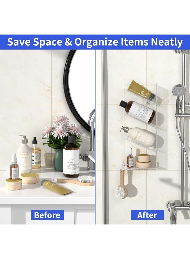 TPGP Acrylic Bathroom Organizer Shower Caddy, No Drilling and Rustproof, Clear Shampoo Holder Organizer Shelf Wall Mounted, Shower Organizer with Suction Cup, Sturdy - Great for Shampoo Bottles  - Image 3