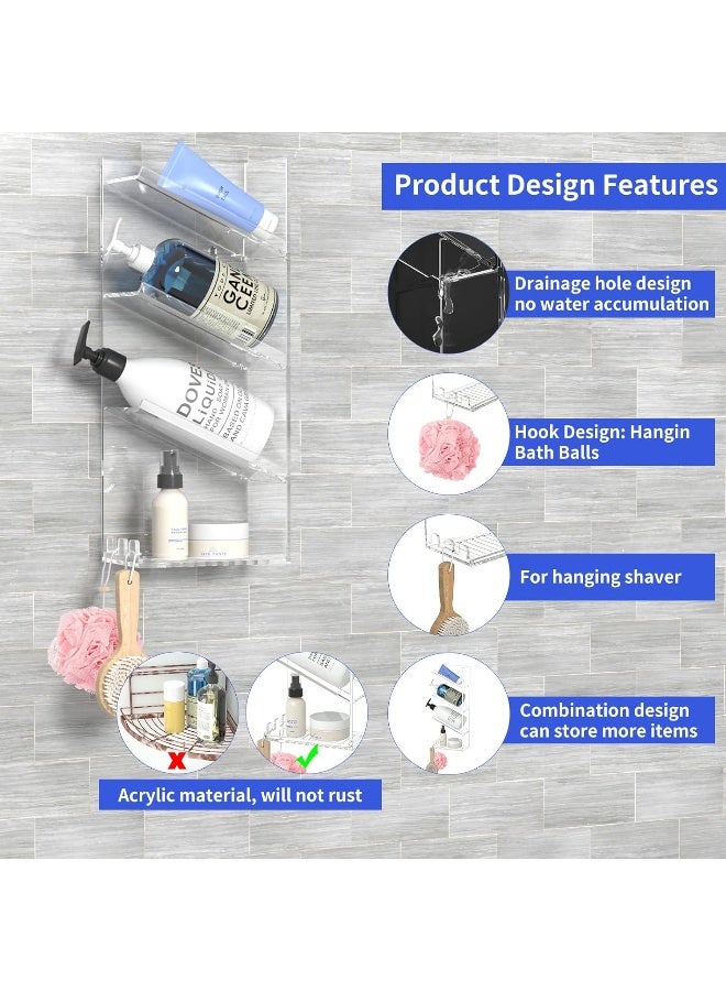 TPGP Acrylic Bathroom Organizer Shower Caddy, No Drilling and Rustproof, Clear Shampoo Holder Organizer Shelf Wall Mounted, Shower Organizer with Suction Cup, Sturdy - Great for Shampoo Bottles  - Image 2