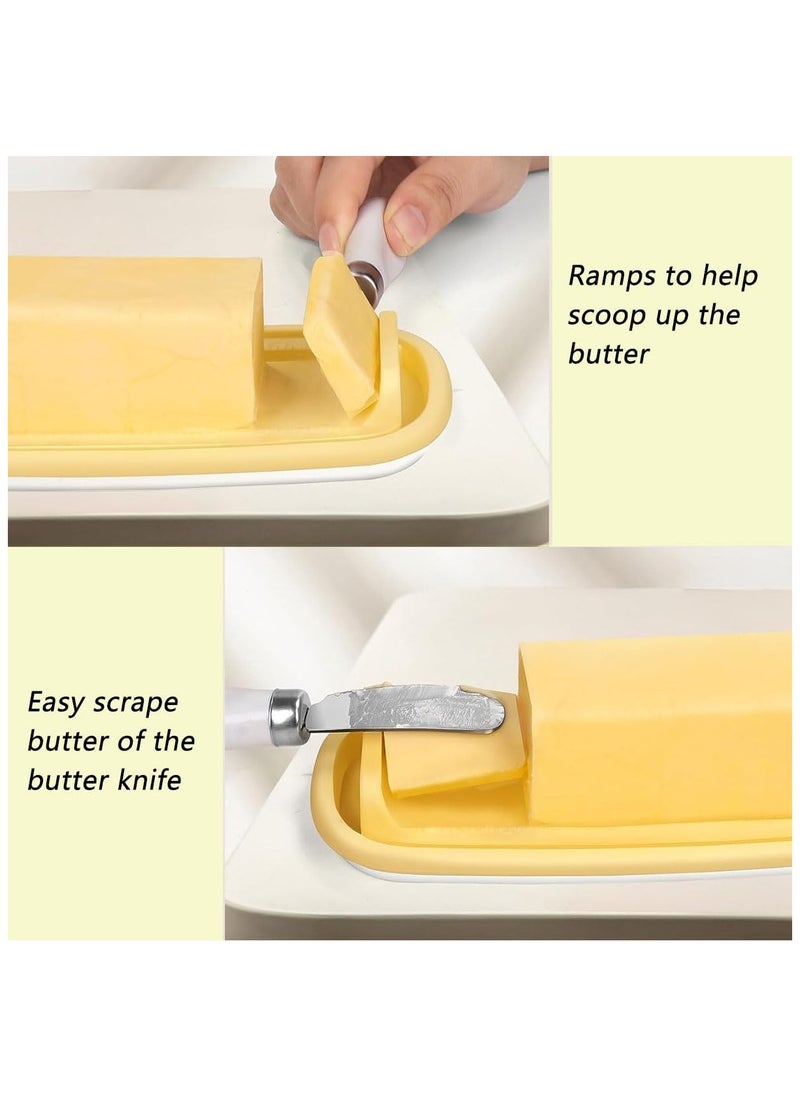 Generic Butter Dish with Lid and Knife for Countertop, Butter Keeper, Butter Container with Butter Knife, Food Grade Silicone Butter Tray Dishwasher Safe for Home  - Image 4