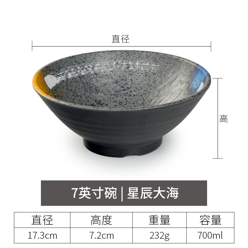 Japanese Style Retro Melamine Bowl Bucket Bowl Commercial Imitation Porcelain Noodle Restaurant Special Bowl Beef Ramen Bowl Soup Bowl Plastic Bowl - Image 1