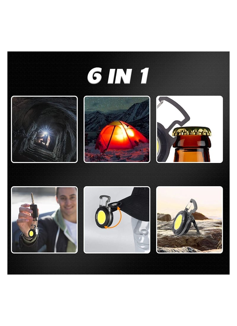 Mini COB Keychain Torch 500 Lumens LED Rechargeable 4 Light Modes Portable Charging With Folding Stand Bottle Opener And Magnet Base For Fishing Camping Emergency Lighting 500MAH P