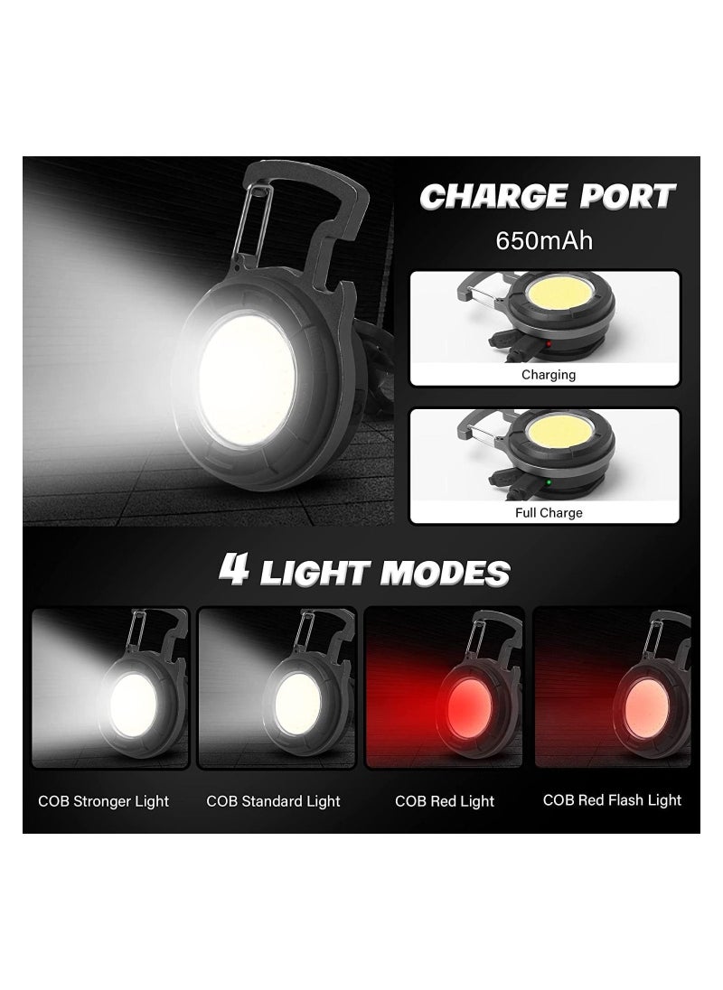 Generic Mini COB Keychain Torch 500 Lumens LED Rechargeable 4 Light Modes Portable Charging With Folding Stand Bottle Opener And Magnet Base For Fishing Camping Emergency Lighting 500MAH P  - Image 5