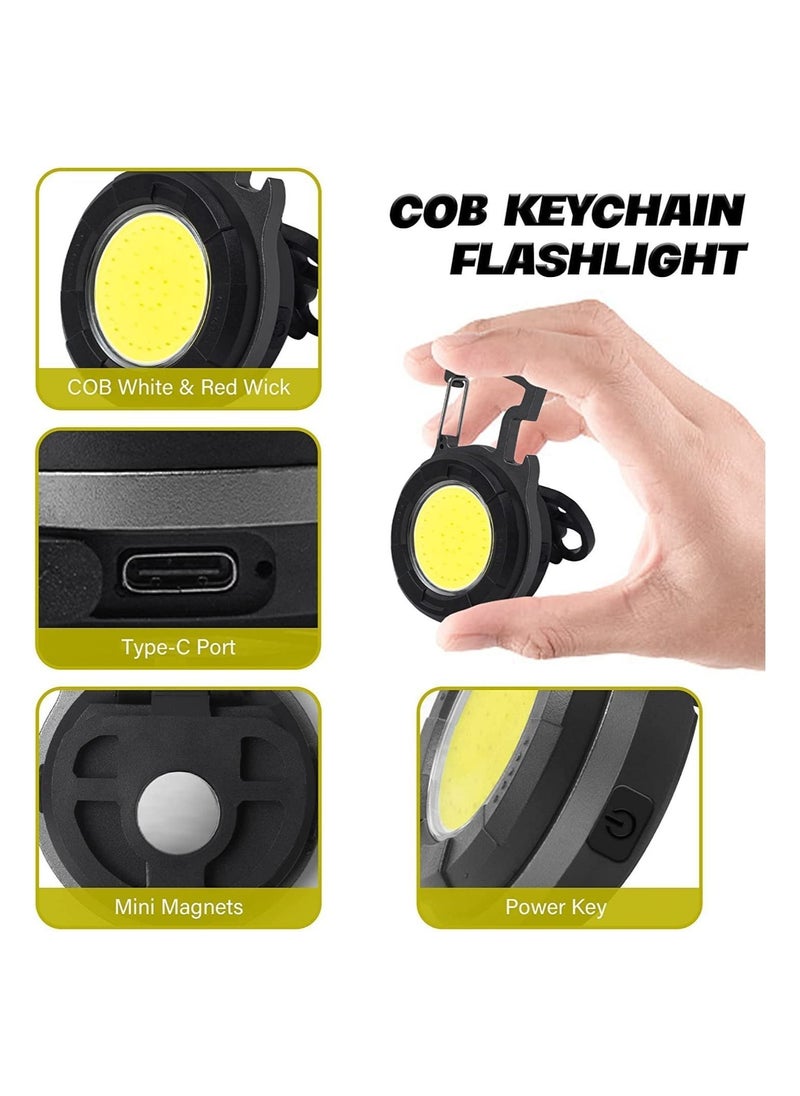 Generic Mini COB Keychain Torch 500 Lumens LED Rechargeable 4 Light Modes Portable Charging With Folding Stand Bottle Opener And Magnet Base For Fishing Camping Emergency Lighting 500MAH P  - Image 2