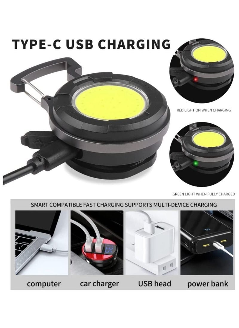 Mini COB Keychain Torch 500 Lumens LED Rechargeable 4 Light Modes Portable Charging With Folding Stand Bottle Opener And Magnet Base For Fishing Camping Emergency Lighting 500MAH P