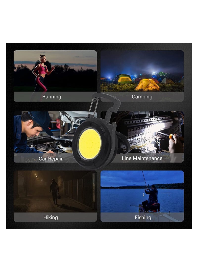 Mini COB Keychain Torch 500 Lumens LED Rechargeable 4 Light Modes Portable Charging With Folding Stand Bottle Opener And Magnet Base For Fishing Camping Emergency Lighting 500MAH P