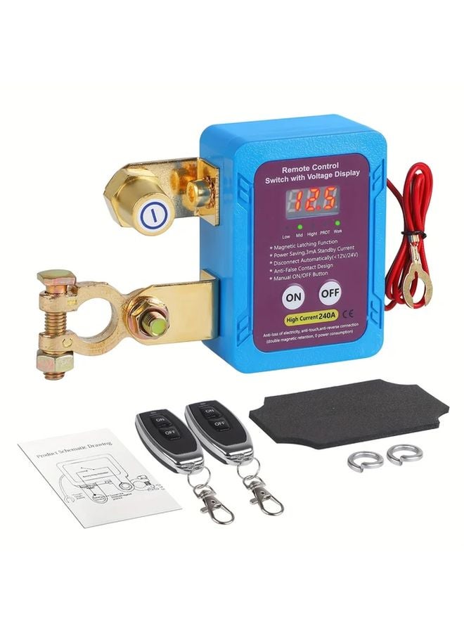 Digital Display 12V 240A Remote Battery Disconnect Switch Anti Theft Battery Kill Switch - Image 1