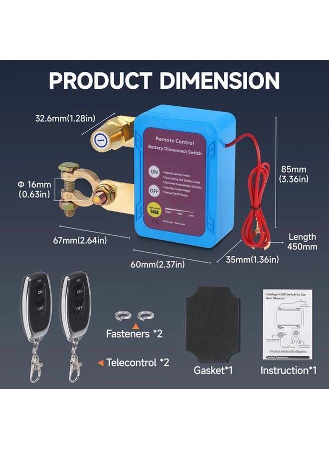 Digital Display 12V 240A Remote Battery Disconnect Switch Anti Theft Battery Kill Switch - Image 4