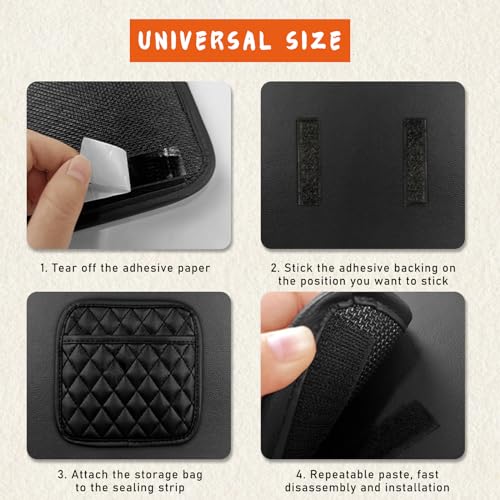 Sylvil 2PCS Car Side Pocket Organizer, Leather Auto Seat Storage Bag for Cell Phone Sunglasses, Waterproof Document Holder Tray Pouch for Vehicle Seat Gap Filler, Car Accessories (Large) - Image 3