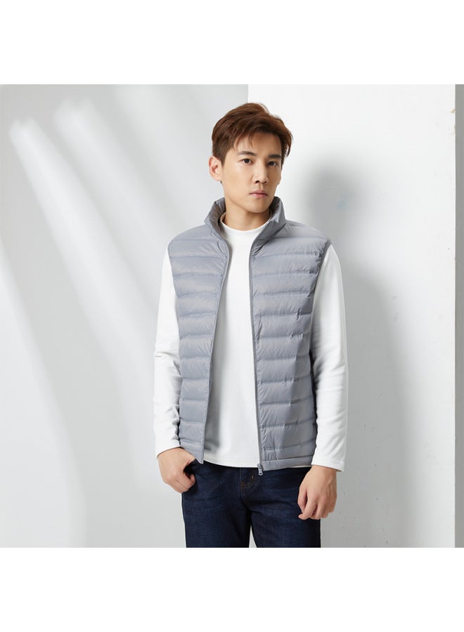 Down Feather Vest For Men And Women, Autumn And Winter Lightweight Fashion Stand Collar White Duck Down Couple Waistcoat Sleeveless Jacket - Image 2