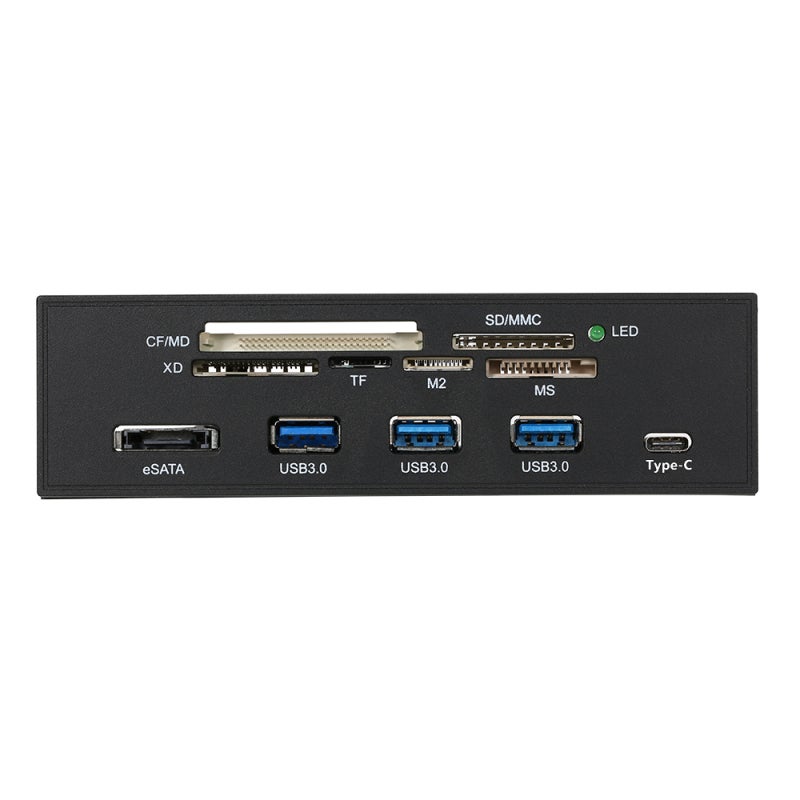 5.25" Internal Card Reader: High Speed USB 3.0 & Type-C Interface - 6 Card Slots for Multiple Formats - Durable Build for Desktop PC Front Panel Drive Bay Installation - Image 2