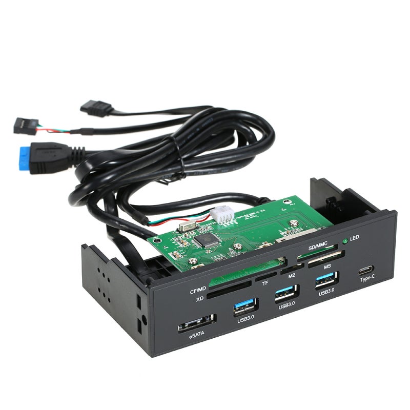5.25" Internal Card Reader: High Speed USB 3.0 & Type-C Interface - 6 Card Slots for Multiple Formats - Durable Build for Desktop PC Front Panel Drive Bay Installation - Image 3