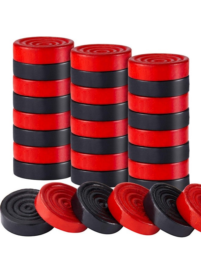 Sumind Sumind 48 Pieces Wooden Checkers Pieces 1.06 Inch Checker Pieces in Drawstring Storage Pouch Board Game with Stackable Ridge for Travel Office Backgammon Game, Red and Black  - Image 1