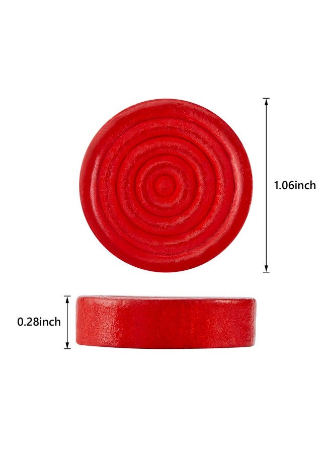Sumind Sumind 48 Pieces Wooden Checkers Pieces 1.06 Inch Checker Pieces in Drawstring Storage Pouch Board Game with Stackable Ridge for Travel Office Backgammon Game, Red and Black  - Image 2