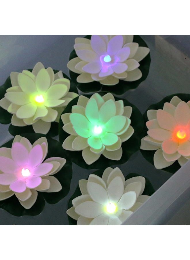 LACGO 12 Floating Lotus Lights - Waterproof Artificial LED Lotus Battery Operated Water Activated Color Changing Fake Lights for Swimming Pool Pond Garden Lantern, - Image 1
