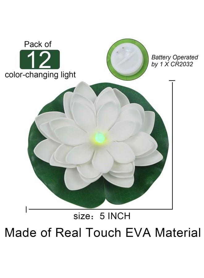 LACGO 12 Floating Lotus Lights - Waterproof Artificial LED Lotus Battery Operated Water Activated Color Changing Fake Lights for Swimming Pool Pond Garden Lantern, - Image 3